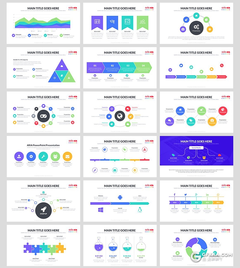 102页彩色国外项目展示产品发布展示工作汇报项目规划通用ppt模板 - 顶尖PPT