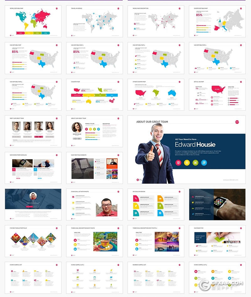 347页创意商务欧美ppt模板企业介绍作品展示工作汇报总结通用PPT国外模板 - 顶尖PPT