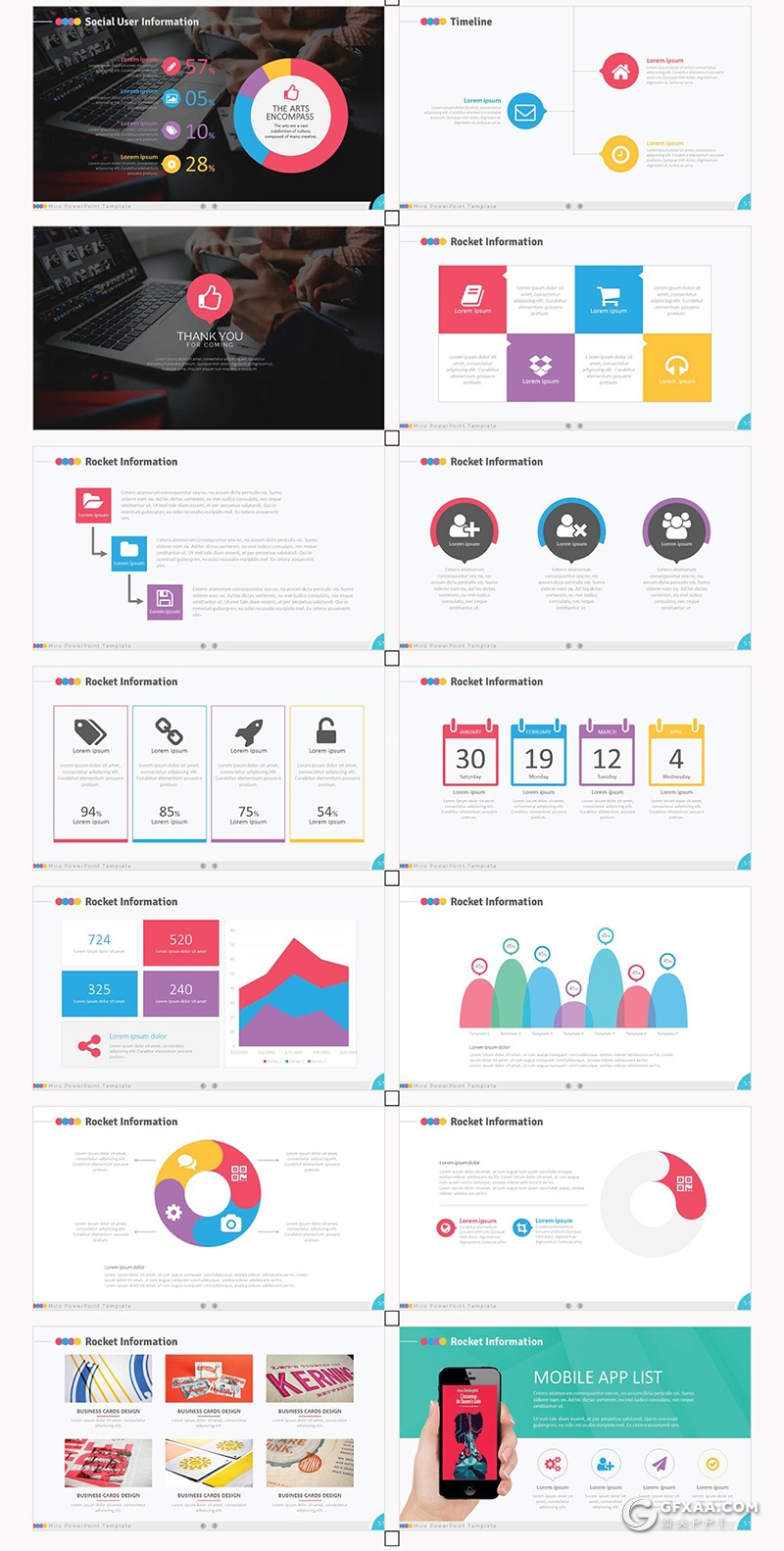 74页创意彩色风格ppt模板企业项目报告工作工作创意图形ppt模板 - 顶尖PPT