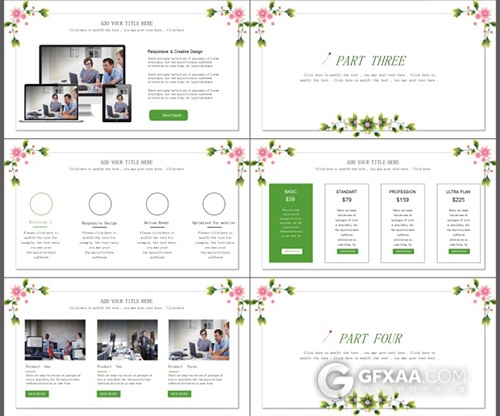 花卉木栏清新淡雅PPT模板 - 顶尖PPT