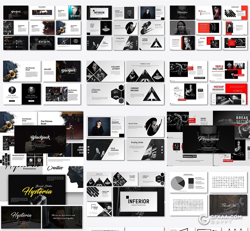 7套国外黑白色系简约风格keynote模板合集 - 顶尖PPT