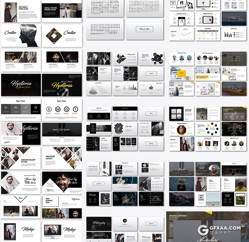 7套国外黑白色系简约风格keynote模板合集 - 顶尖PPT