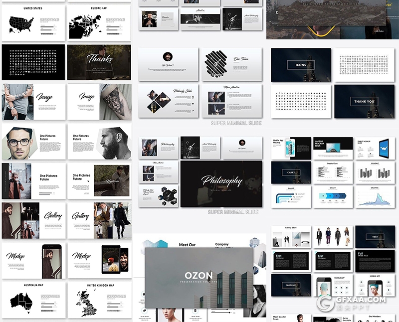 7套国外黑白色系简约风格keynote模板合集 - 顶尖PPT