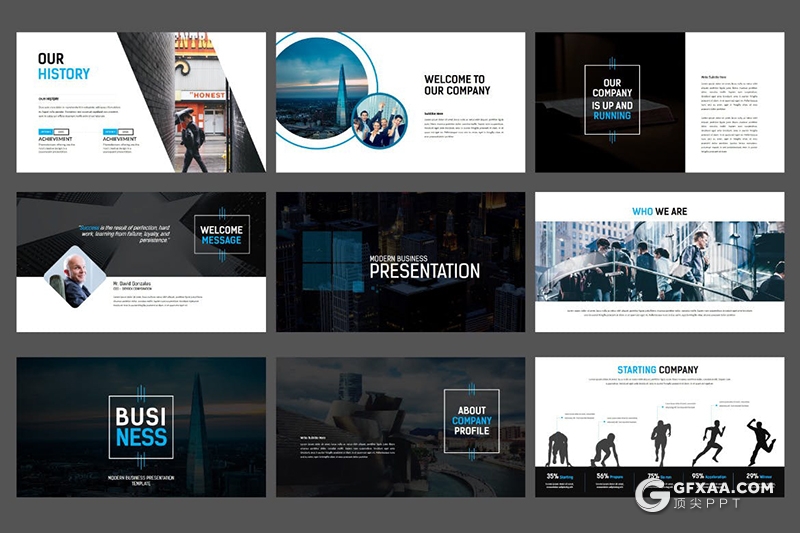 112页蓝色国际商务keynote模板企业团队公司宣传介绍keynote模板 - 顶尖PPT