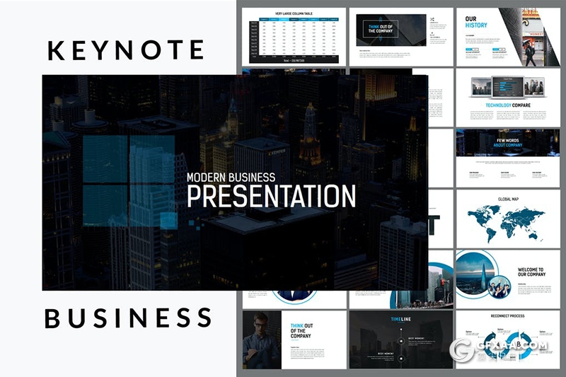 112页蓝色国际商务keynote模板企业团队公司宣传介绍keynote模板 - 顶尖PPT