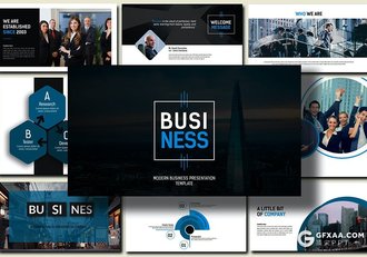 112页蓝色国际商务Google slides模板企业团队公司宣传介绍Google slides模板 - 顶尖PPT