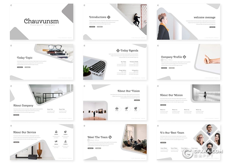 30页国外简约风格企业介绍工作介绍多用途Google slides模板5种主题配色 - 顶尖PPT