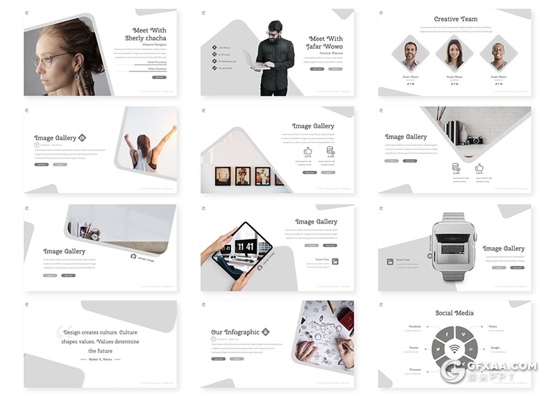 30页国外简约风格企业介绍工作介绍多用途Google slides模板5种主题配色 - 顶尖PPT