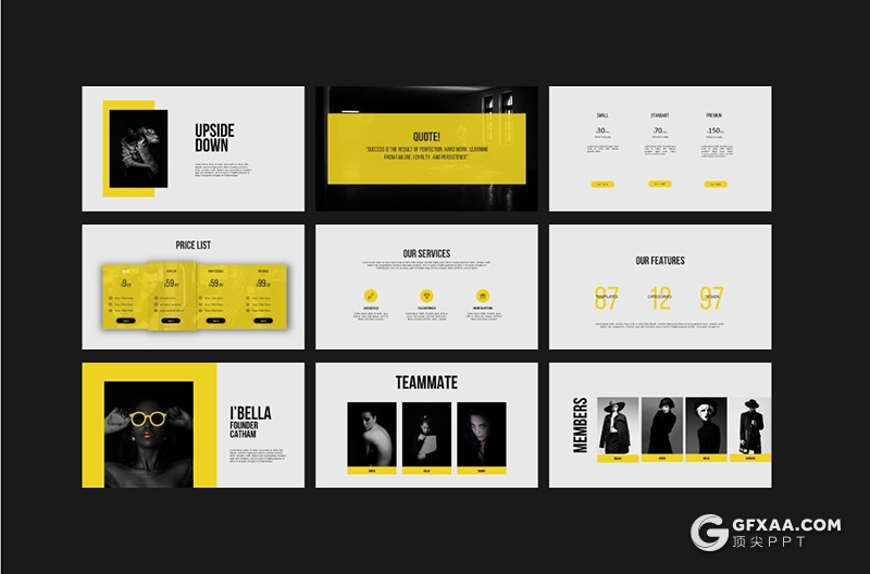 40页扁平化时尚流行杂志风格Google slides模板 - 顶尖PPT