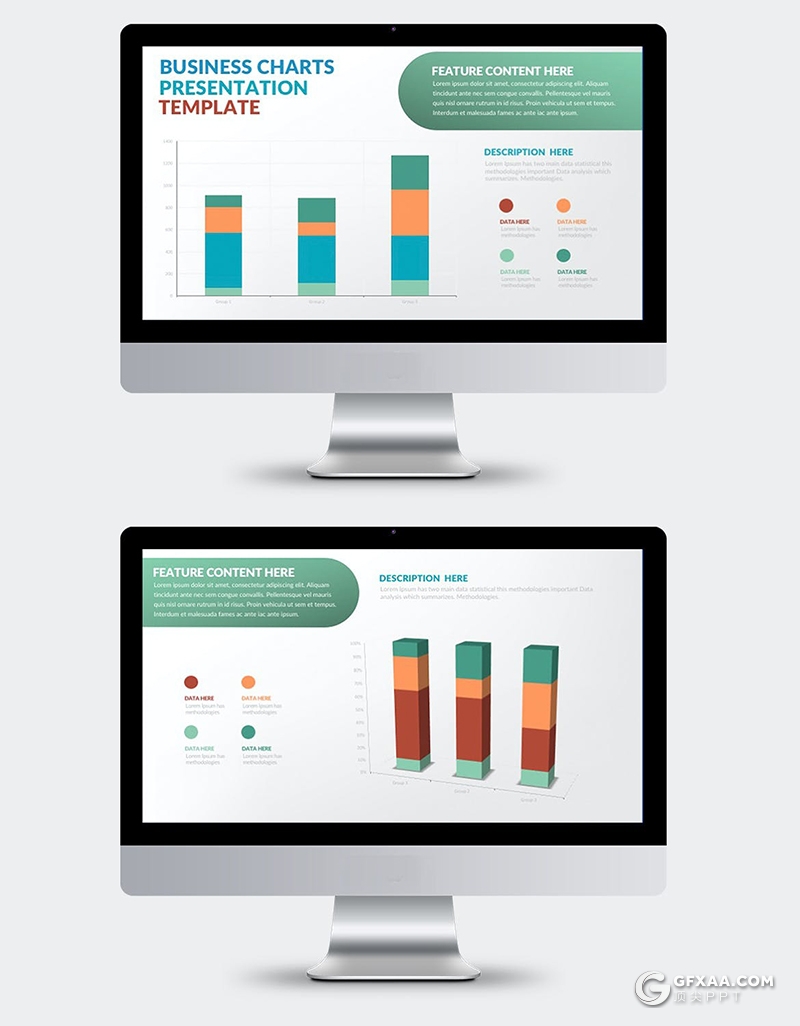 35页创意彩色数据条形图柱状图形keynote模板 - 顶尖PPT