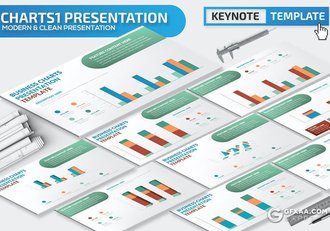 35页创意彩色数据条形图柱状图形keynote模板 - 顶尖PPT
