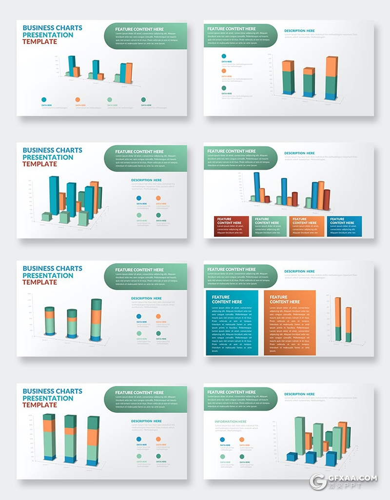 35页创意彩色数据条形图柱状图形keynote模板 - 顶尖PPT