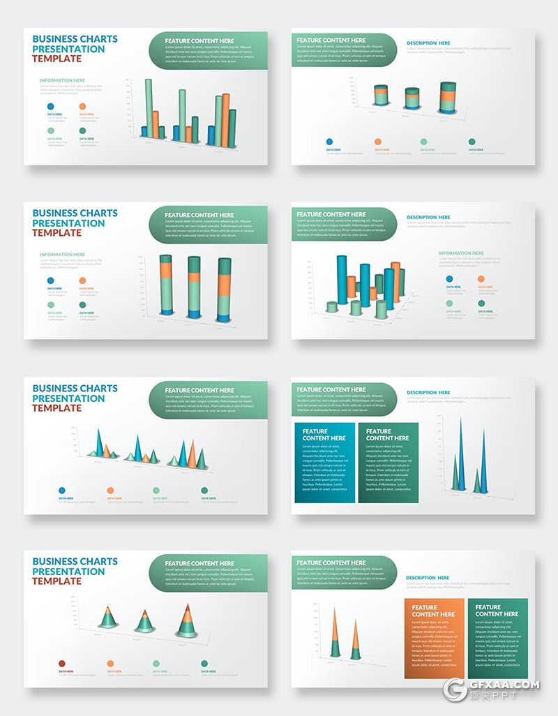 35页创意彩色数据条形图柱状图形keynote模板 - 顶尖PPT