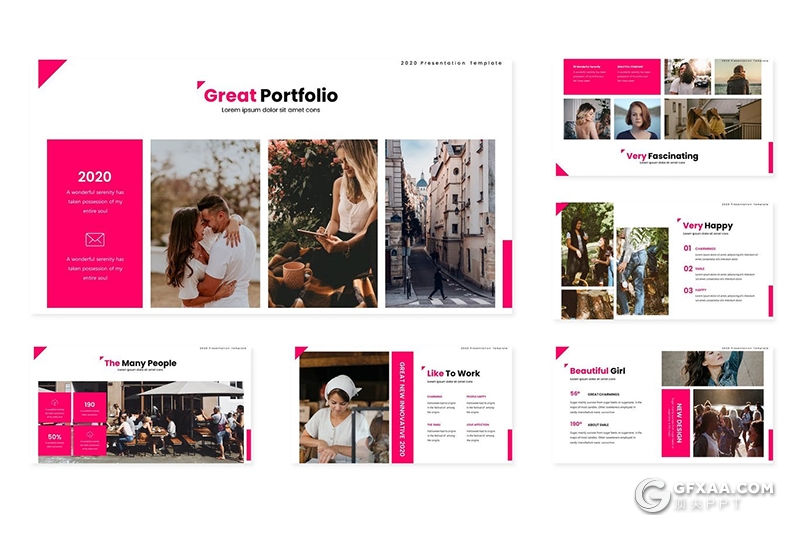 30页国外时尚街拍流行杂志风格PPT模板5种主题配色 - 顶尖PPT