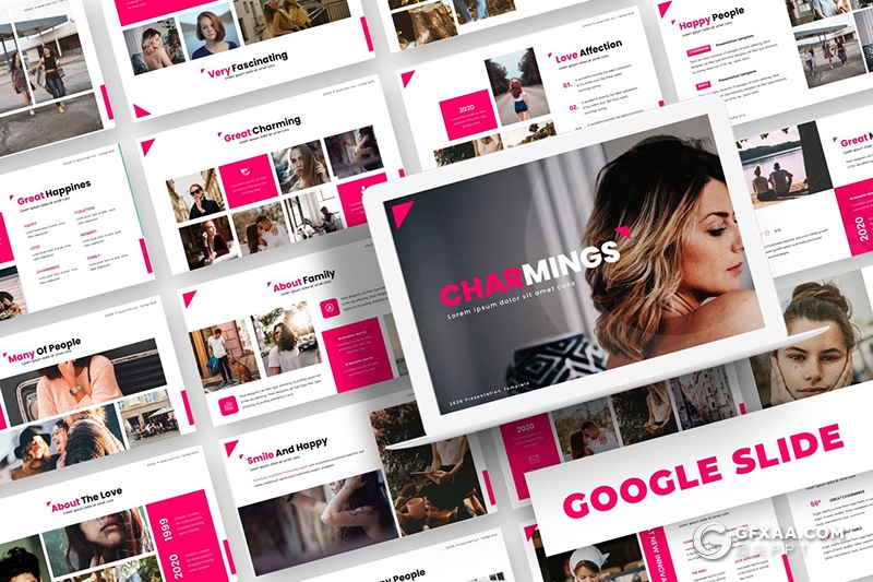 30页国外时尚街拍流行杂志风格Google slides模板5种主题配色 - 顶尖PPT