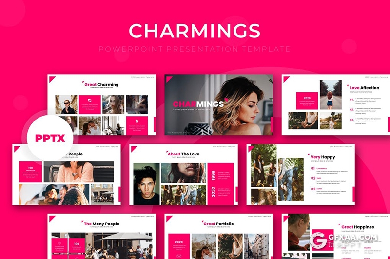 30页国外时尚街拍流行杂志风格PPT模板5种主题配色 - 顶尖PPT