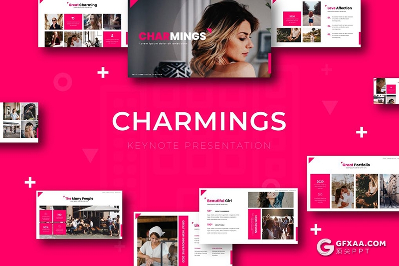 30页国外时尚街拍流行杂志风格keynote模板5种主题配色 - 顶尖PPT