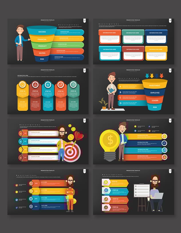 商务场景人物插画数据可视化展示keynote动画模板 - 顶尖PPT