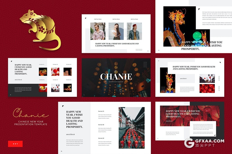 30页农历新年中国新春介绍宣传PPT模板5种主题配色 - 顶尖PPT