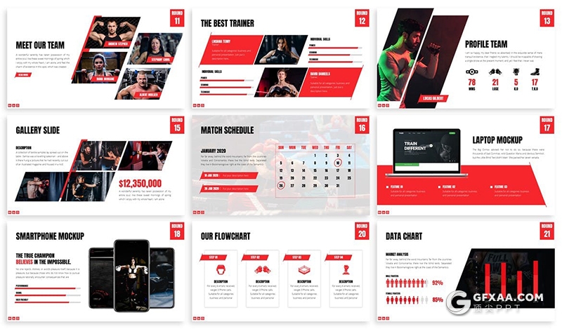 30页拳击冠军拳击比赛活动策划通用ppt模板 - 顶尖PPT