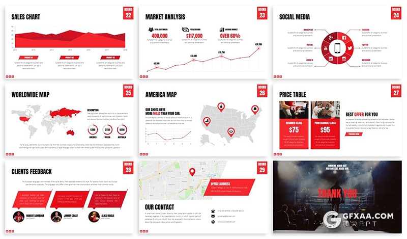 30页拳击冠军拳击比赛活动策划通用ppt模板 - 顶尖PPT