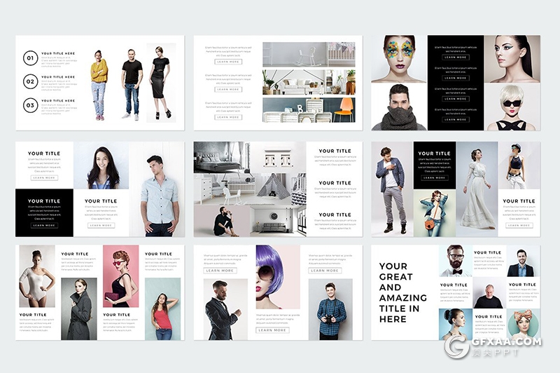 230页国外简约时尚模特写真服装展示keynote模板国外简约好看的keynote模板 - 顶尖PPT