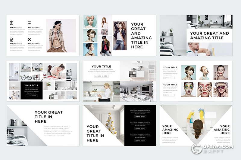 230页国外简约时尚模特写真服装展示keynote模板国外简约好看的keynote模板 - 顶尖PPT