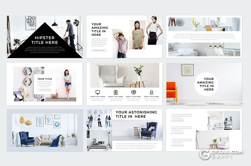 230页国外简约时尚模特写真服装展示keynote模板国外简约好看的keynote模板 - 顶尖PPT