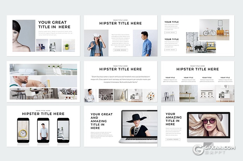 230页国外简约时尚模特写真服装展示keynote模板国外简约好看的keynote模板 - 顶尖PPT