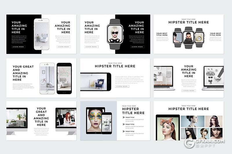 230页国外简约时尚模特写真服装展示keynote模板国外简约好看的keynote模板 - 顶尖PPT