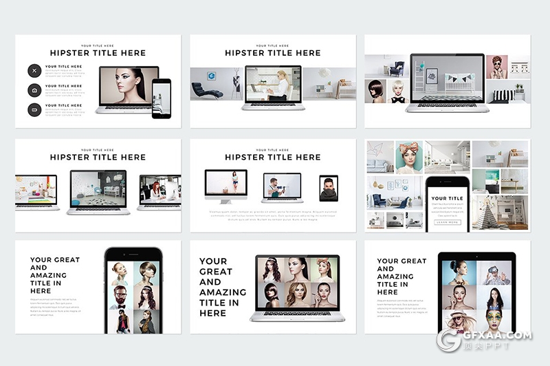 230页国外简约时尚模特写真服装展示keynote模板国外简约好看的keynote模板 - 顶尖PPT