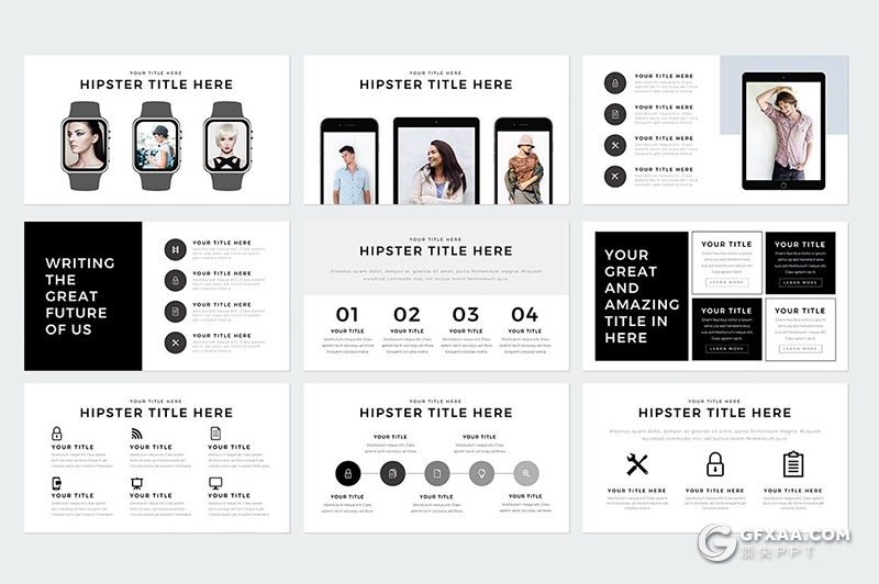 230页国外简约时尚模特写真服装展示keynote模板国外简约好看的keynote模板 - 顶尖PPT