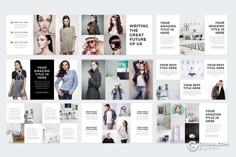 230页国外简约时尚模特写真服装展示keynote模板国外简约好看的keynote模板 - 顶尖PPT