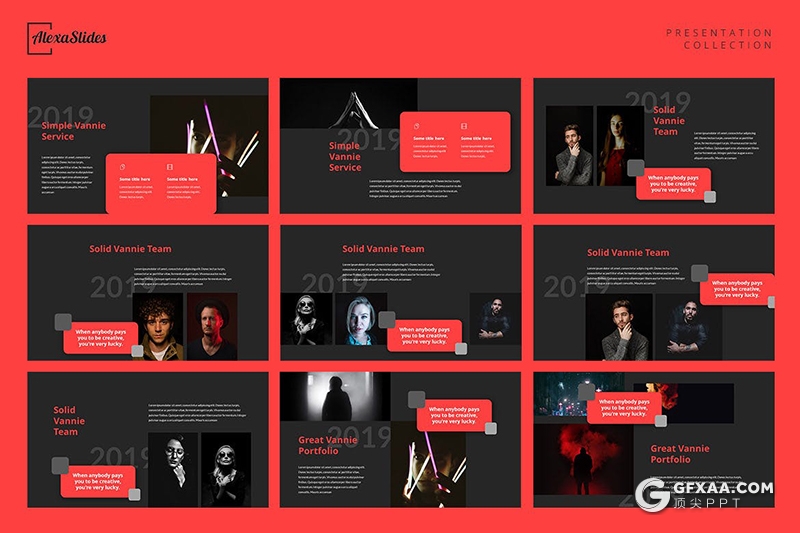 30页黑红色搭配设计简约风格keynote模板 - 顶尖PPT