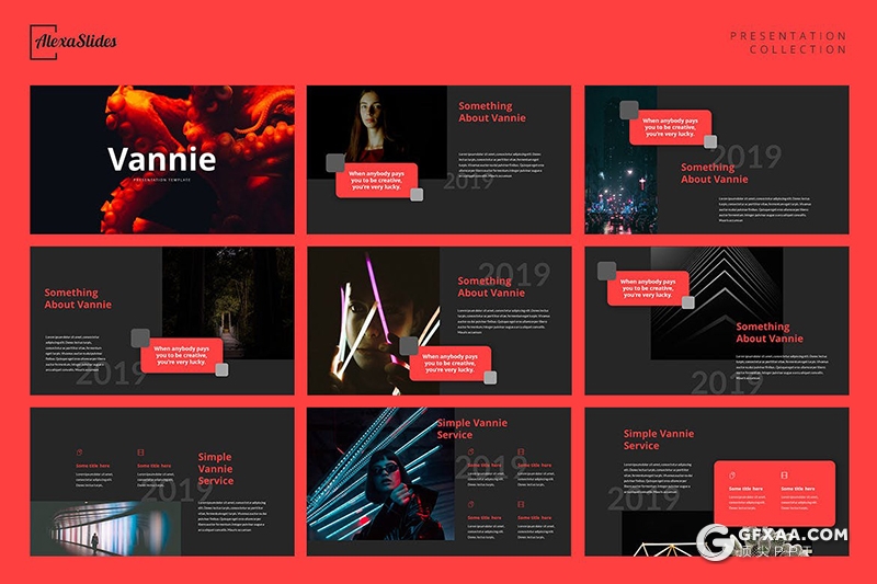 30页黑红色搭配设计简约风格keynote模板 - 顶尖PPT