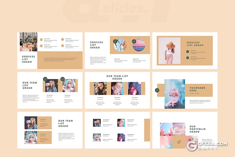 30页国外简约风格团队介绍文艺小清新PPT板 - 顶尖PPT