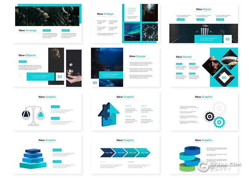 30页欧美简约风格项目展示工作报告通用Google slides模板5种主题配色 - 顶尖PPT