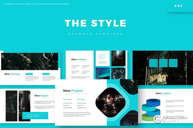 30页欧美简约风格项目展示工作报告通用keynote模板5种主题配色 - 顶尖PPT