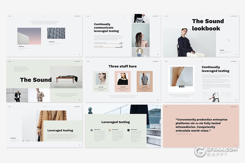 37页英伦简约风格时尚服装展示PPT模板 - 顶尖PPT