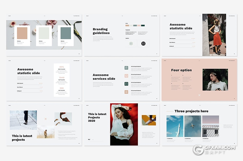 37页英伦简约风格时尚服装展示PPT模板 - 顶尖PPT