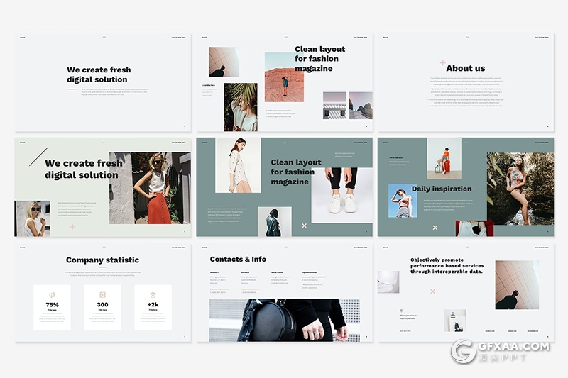 37页英伦简约风格时尚服装展示PPT模板 - 顶尖PPT