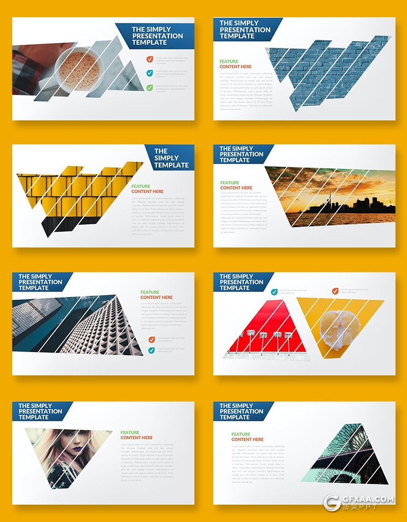 37页创意几何图形图片占位符设计产品介绍展示PPT模板 - 顶尖PPT