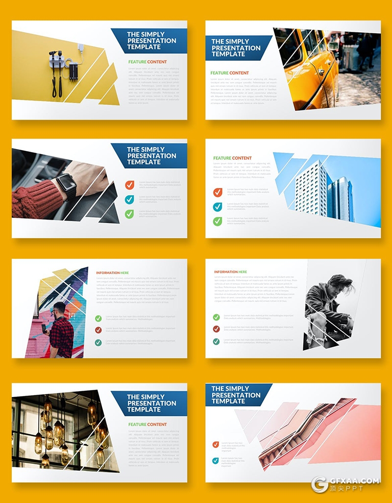 37页创意几何图形图片占位符设计产品介绍展示PPT模板 - 顶尖PPT