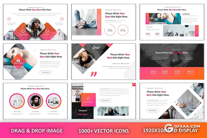 94页粉红色创意版式设计国外时尚流行商务通用PPT模板 - 顶尖PPT