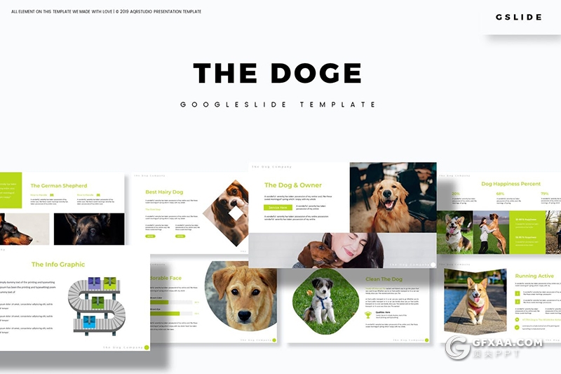 30页扁平化设计风格宠物介绍宠物店促销Google slides模板5种主题配色 - 顶尖PPT