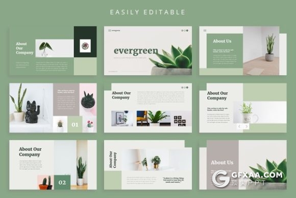 52页绿色简约文艺小清新风格PPT通用模板 - 顶尖PPT