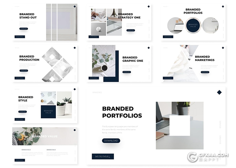 30页小清新文艺风格品牌宣传策划PPT模板5种配色 - 顶尖PPT