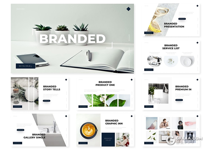 30页小清新文艺风格品牌宣传策划PPT模板5种配色 - 顶尖PPT