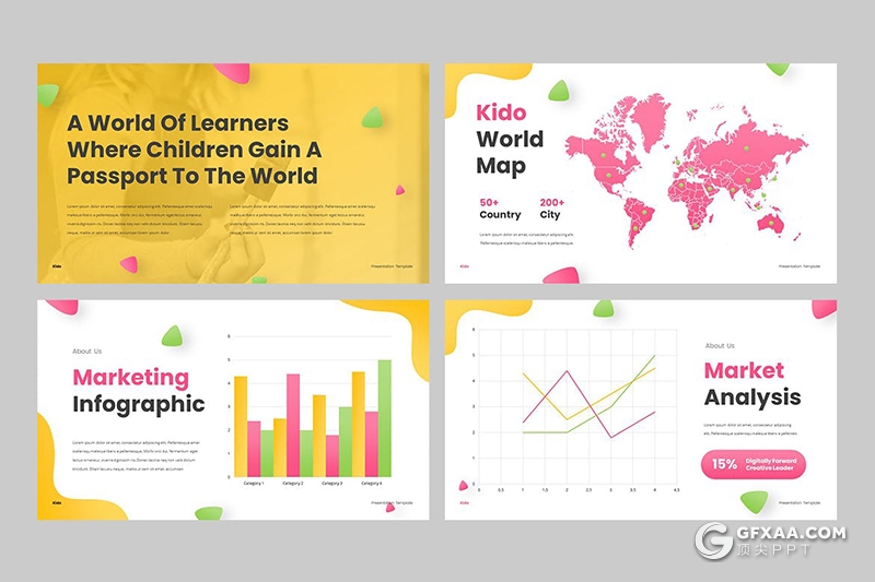 32页少儿启蒙课儿童早教少儿培训课程亲子互动主题keynote模板5种主题配色 - 顶尖PPT