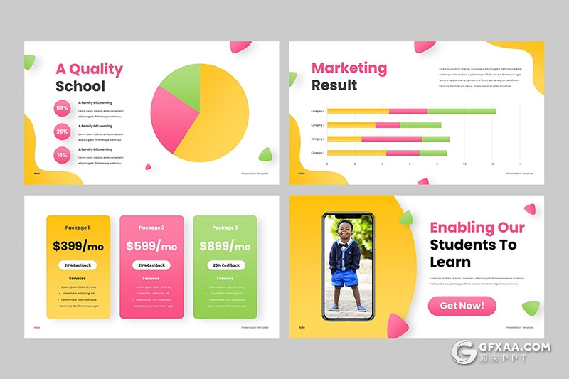 32页少儿启蒙课儿童早教少儿培训课程亲子互动主题keynote模板5种主题配色 - 顶尖PPT